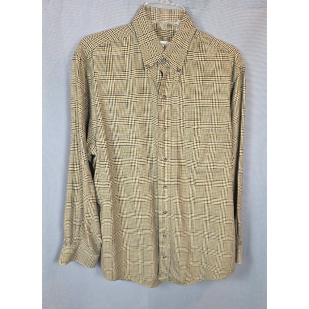 Viyella Shirt Mens Medium Plaid Long Sleeve Button-Up Classic Preppy Cotton Wool